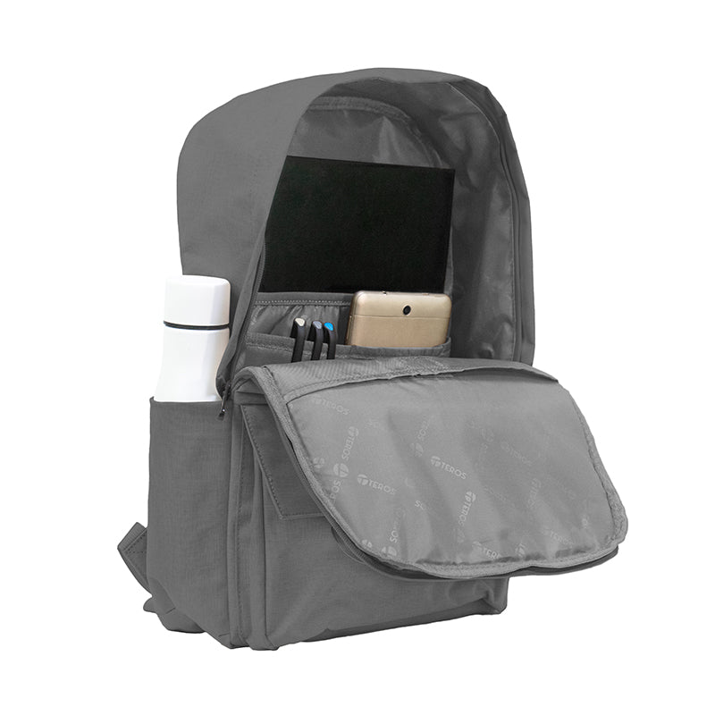 MOCHILA TEROS CITY II GRIS TE-9028GR PARA NOTEBOOKS HASTA 15.6" DISEÑO ERGONÓMICO Y COMPARTIMENTOS MULTIFUNCIONALES