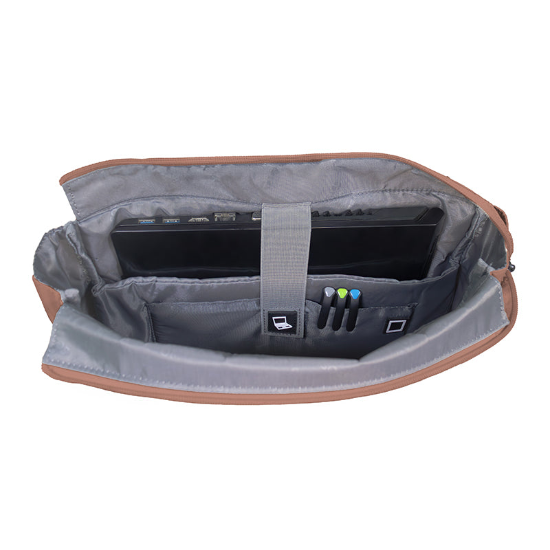 BOLSO DE HOMBRO TEROS ROSSAN MOCHA MOUSSE TE-9032MM PARA NOTEBOOKS 15.6" RESISTENTE Y ELEGANTE