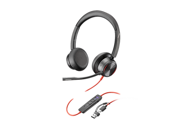 AURICULARES USB-C POLY BLACKWIRE 8225 CERTIFICACIÓN MICROSOFT TEAMS + ADAPTADOR USB-C/A 8X225AA