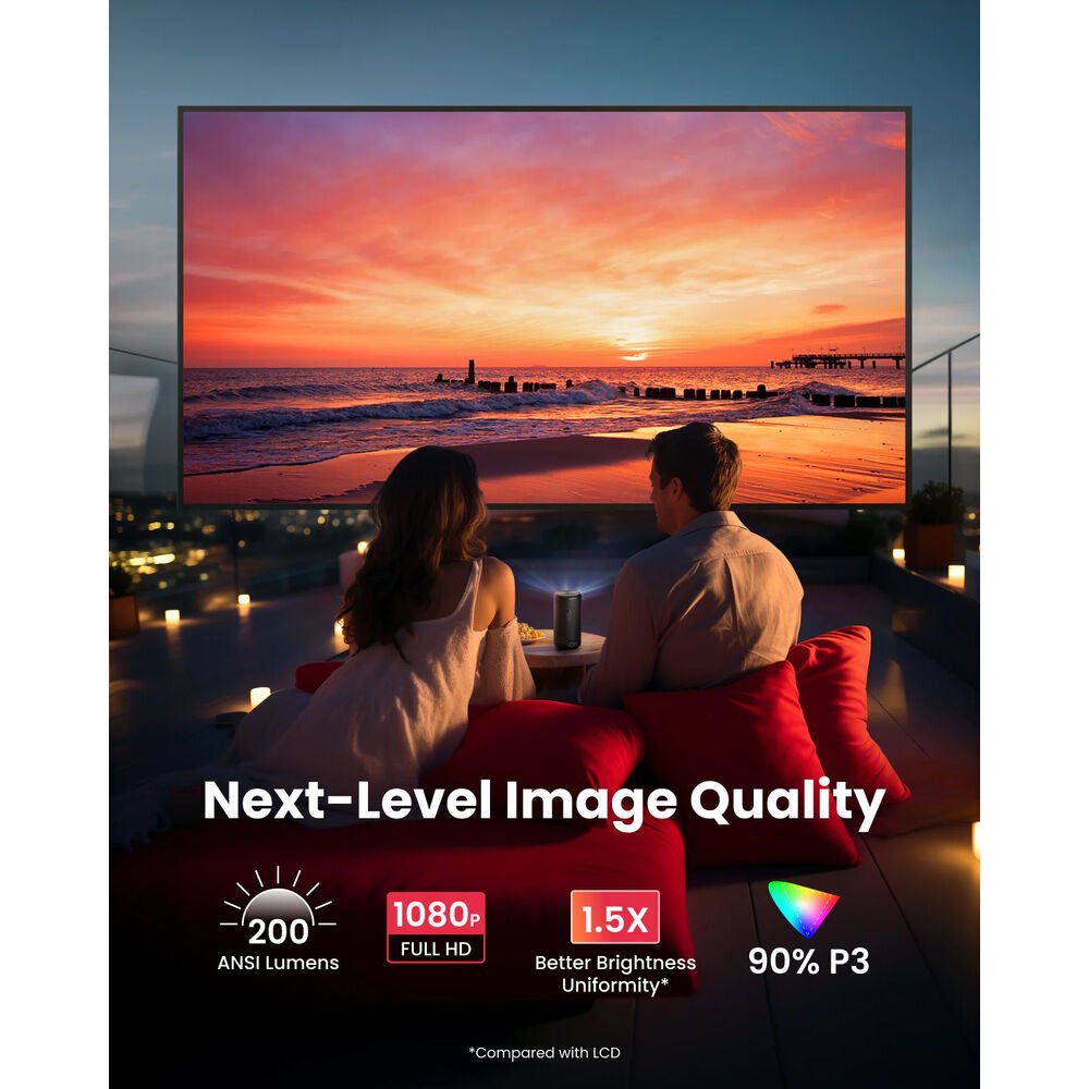 Proyector Portátil Inteligente NEBULA by Anker Capsule 3 - Full HD 1080p DLP LED - 200 ANSI Lúmenes - Google TV Integrado (Netflix Nativo) - Hasta 120" - Batería 2.5 Horas - Tecnología IEA (Autoenfoque y Keystone) de Nebula | first_variant_option_1 — Envío inmediato