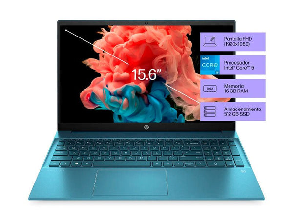 Notebook HP Pavilion 15 - eg2525la A19BJLAABM Intel Core i5 - 1235U 16GB RAM SSD 512GB NVMe Pantalla 15.6" FHD Windows 11 Home Wi - Fi + BT Color Azul Verdoso A19BJLAABM - SMART BUSINESS