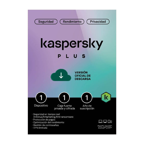 SOFTWARE DE SEGURIDAD KASPERSKY LATAM KL1042DDAFS PROTECCIÓN AVANZADA 1 DISPOSITIVO 1 AÑO