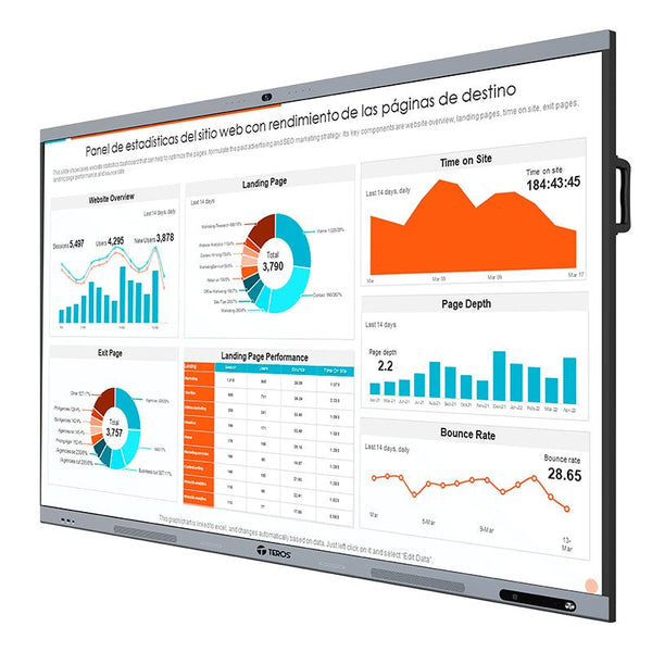 PANTALLA TACTIL INTERACTIVA TEROS TE7511W, 75" D - LED IPS 3840X2160, 8 MS, 8GB, ANDROID 14 TE7511W - SMART BUSINESS