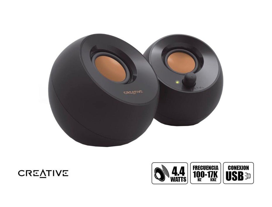 PARLANTE CREATIVE PEBBLE 4.4 WATTS, INTERFAZ USB, FRECUENCIA 100 HZ - 17000 KHZ, COLOR NEGRO (51MF1680AA000) 51MF1680AA000 - SMART BUSINESS