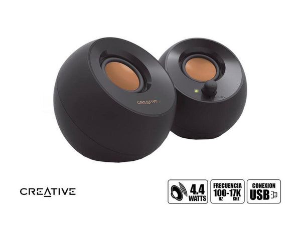 PARLANTE CREATIVE PEBBLE 4.4 WATTS, INTERFAZ USB, FRECUENCIA 100 HZ - 17000 KHZ, COLOR NEGRO (51MF1680AA000) 51MF1680AA000 - SMART BUSINESS