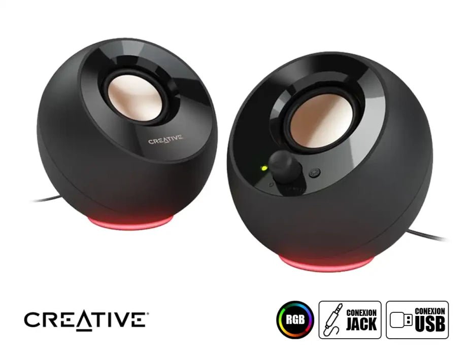 PARLANTE CREATIVE PEBBLE SE RGB 2.0 4.4W / 8.8W 3.5MM USB - POWER BLACK (51MF1725AA000) 51MF1725AA000 - SMART BUSINESS