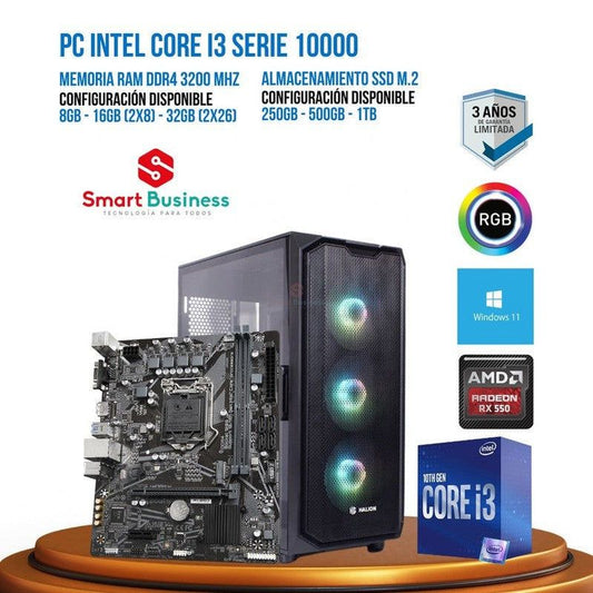 PC Gamer intel Core i3 - Gen 10 - T. video dedicado Radeon™ RX 550 4GB - SMART BUSINESS