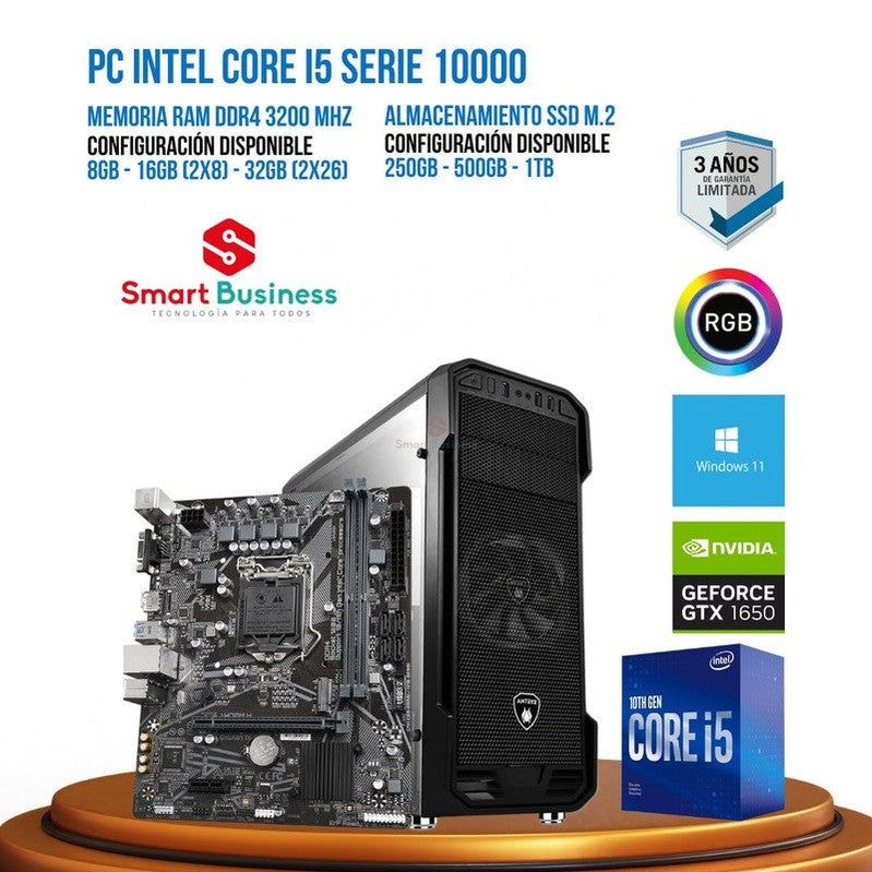 PC Gamer Intel® Core™ i5 10ma Gen- T. video dedicado GeForce GTX 1650 D6 GAMING X - SMART BUSINESS