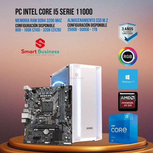 PC Gamer Intel® Core™ i5 de 11ᵃ Gen - T. video dedicado AFOX Radeon R9 370 4GB - SMART BUSINESS
