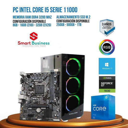 PC Gamer Intel® Core™ i5 de 11ᵃ Gen - T. video dedicado NVIDIA® GeForce® GT 1030 - SMART BUSINESS