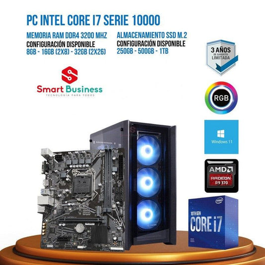 PC Gamer Intel® Core™ i7 de 10ma Gen - T. video dedicado AFOX Radeon R9 370 4GB - SMART BUSINESS