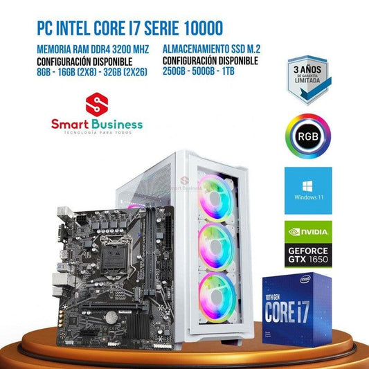 PC Gamer Intel® Core™ i7 de 10ma Gen - T. video dedicado GeForce GTX 1650 D6 GAMING X - SMART BUSINESS