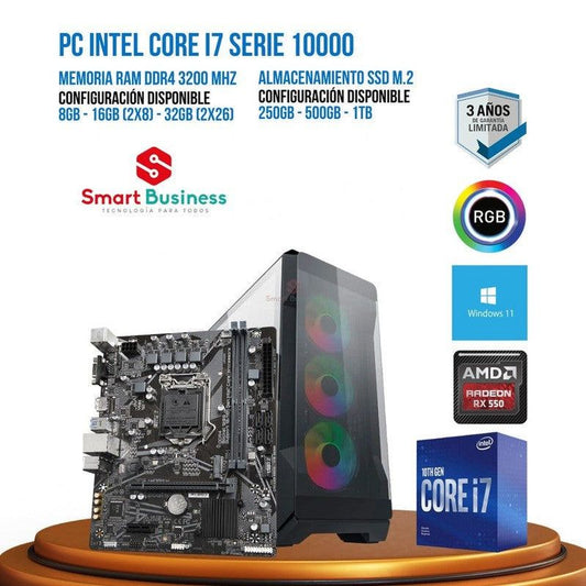 PC Gamer Intel® Core™ i7 de 10ma Gen - T. video dedicado Radeon™ RX 550 4GB - SMART BUSINESS