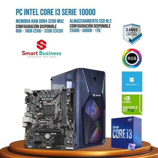 PC Intel® Core™ i3 10ma Gen - T. video dedicado Nvidia GeForce GT 710 2GB - SMART BUSINESS