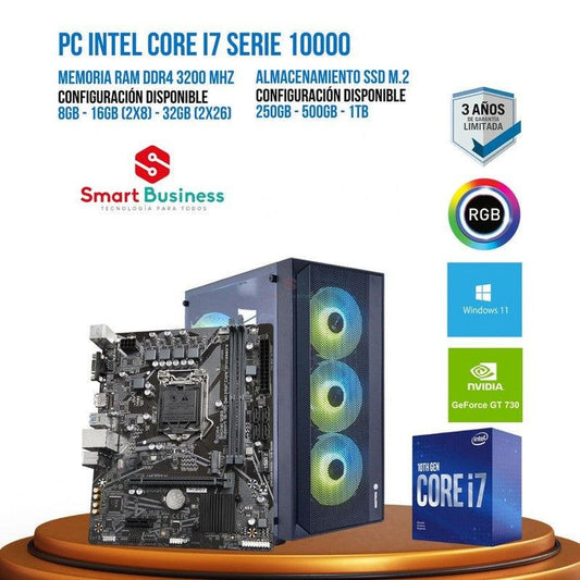 PC Intel® Core™ i7 de 10ma Gen - T. video dedicado NVIDIA® GeForce® 730 2GB - SMART BUSINESS