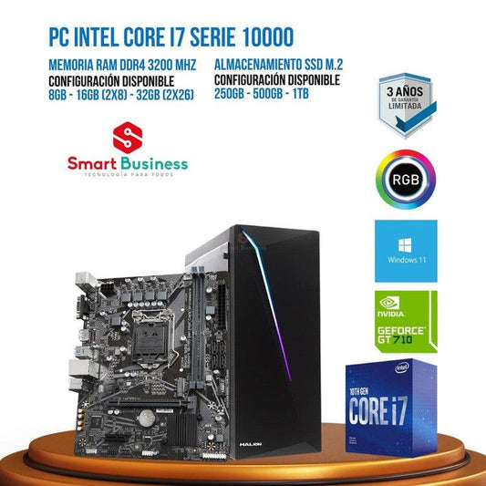 PC Intel® Core™ i7 de 10ma Gen - T. video dedicado NVIDIA® GeForce® GT 710 - SMART BUSINESS