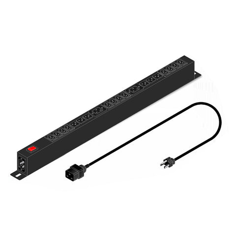 PDU PARA SERVIDOR – DISTRIBUIDOR DE ENERGÍA 20 A, 1 TOMACORRIENTE NEMA 5 - 20 (ENTRADA), 6 TOMAS NEMA 5 - 15 (SALIDAS) Y 12 TOMAS IEC C13 – FIABLE Y EFICIENTE PDU-V-20T-15A-6(N5-15R)-12(C13 - SMART BUSINESS