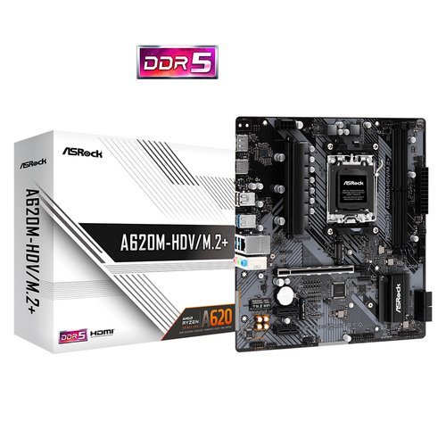 PLACA ASROCK A620M - HDV/M.2+ AMD 620 AM5 DDR5 HDMI DP USB 3.2 MICRO ATX 90 - MXBLK0 - A0UAYZ 90-MXBLK0-A0UA - SMART BUSINESS