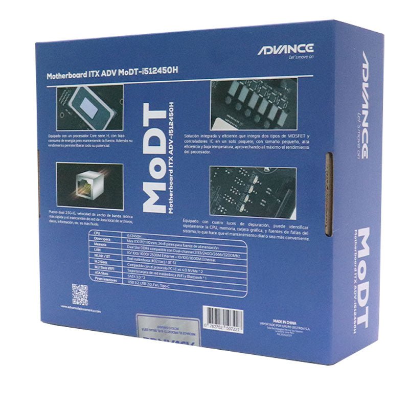PLACA BASE ADVANCE MODT CON PROCESADOR CORE I5 - 12450H 2.00/4.40GHZ, CONEXIONES HDMI(2)/DP/VGA ADV-MoDTi512450H - SMART BUSINESS