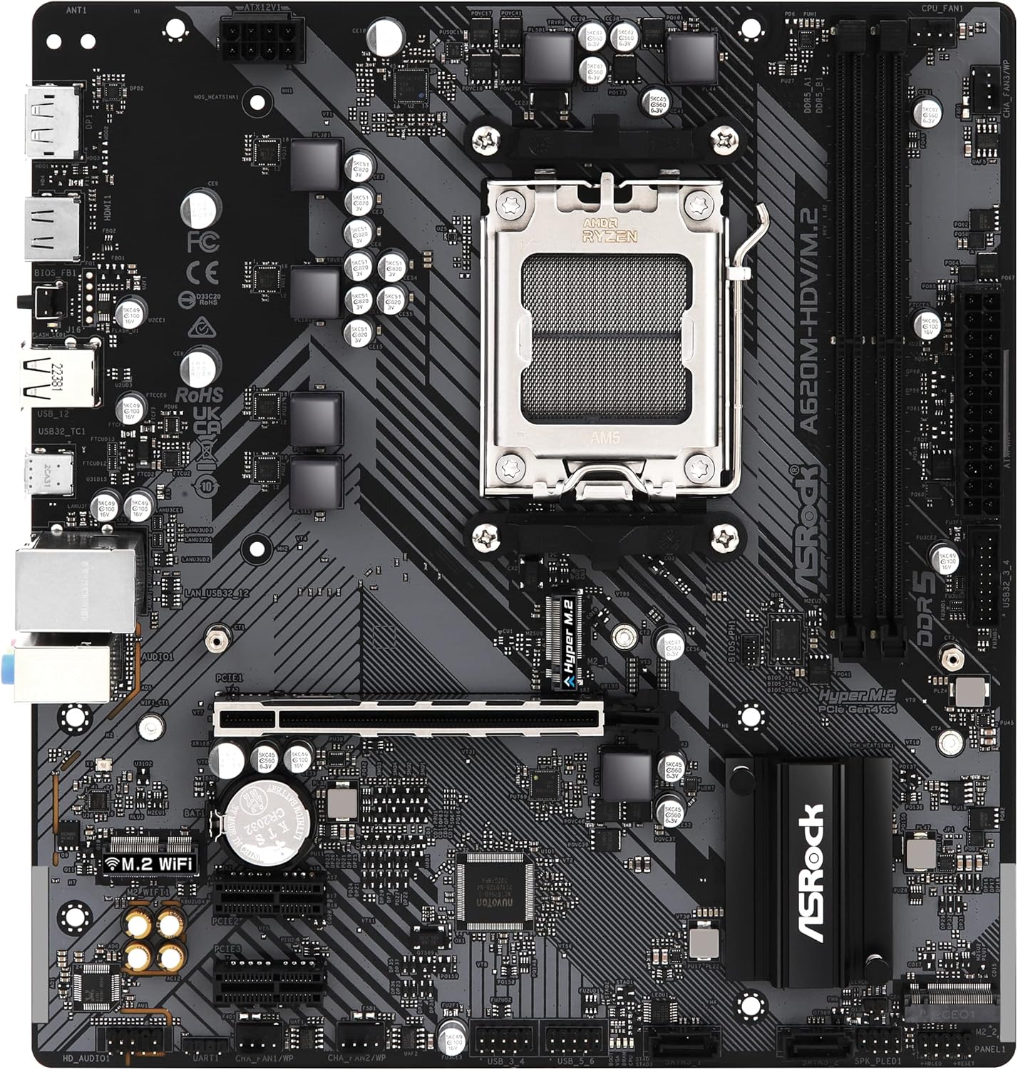 PLACA BASE ASROCK A620M HDV/M.2 CON SOCKET AM5 Y SOPORTE PARA RAM DDR5 A 6400 MHZ A620M-HDV/M.2 - SMART BUSINESS