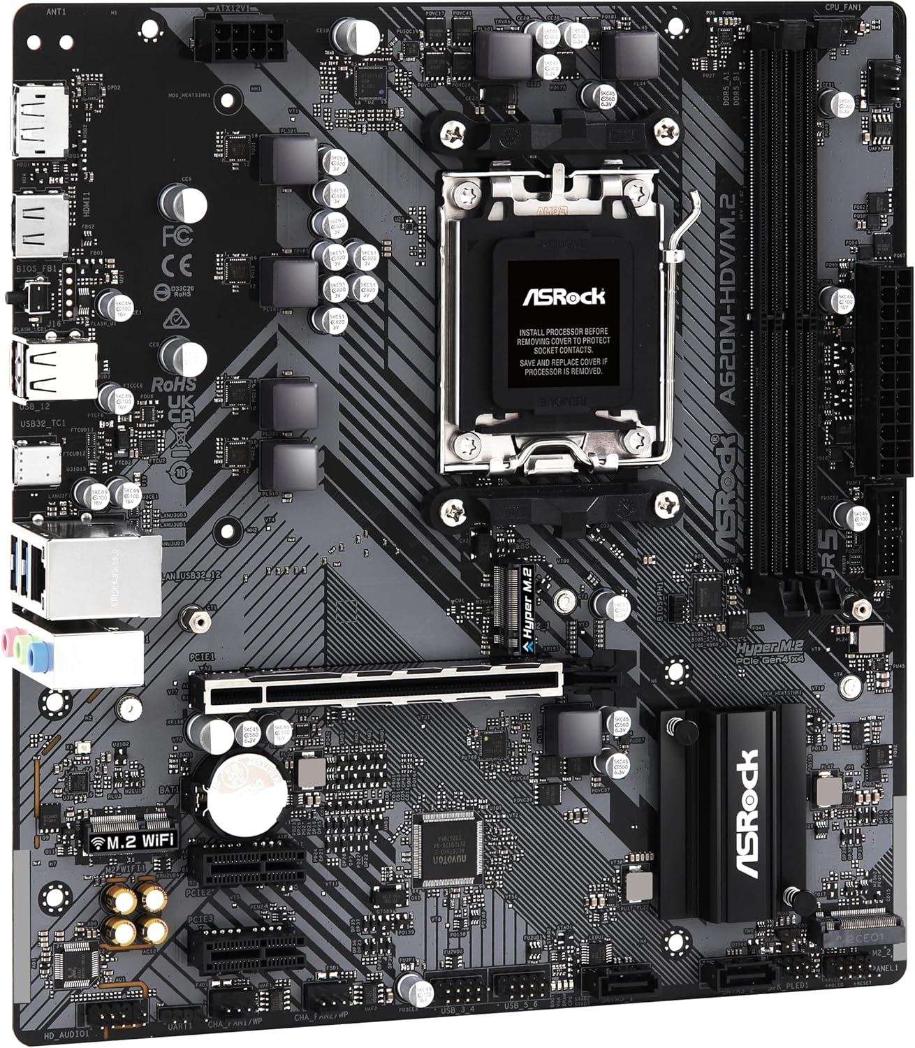 PLACA BASE ASROCK A620M HDV/M.2 CON SOCKET AM5 Y SOPORTE PARA RAM DDR5 A 6400 MHZ A620M-HDV/M.2 - SMART BUSINESS