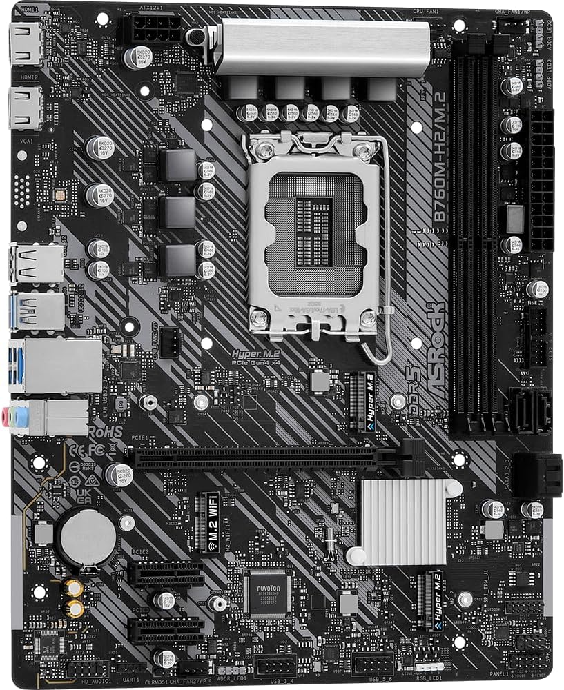 PLACA BASE ASROCK B760M - H2/M.2 LGA 1700 MATX DDR5, NEGRO B760M-H2/M.2 - SMART BUSINESS