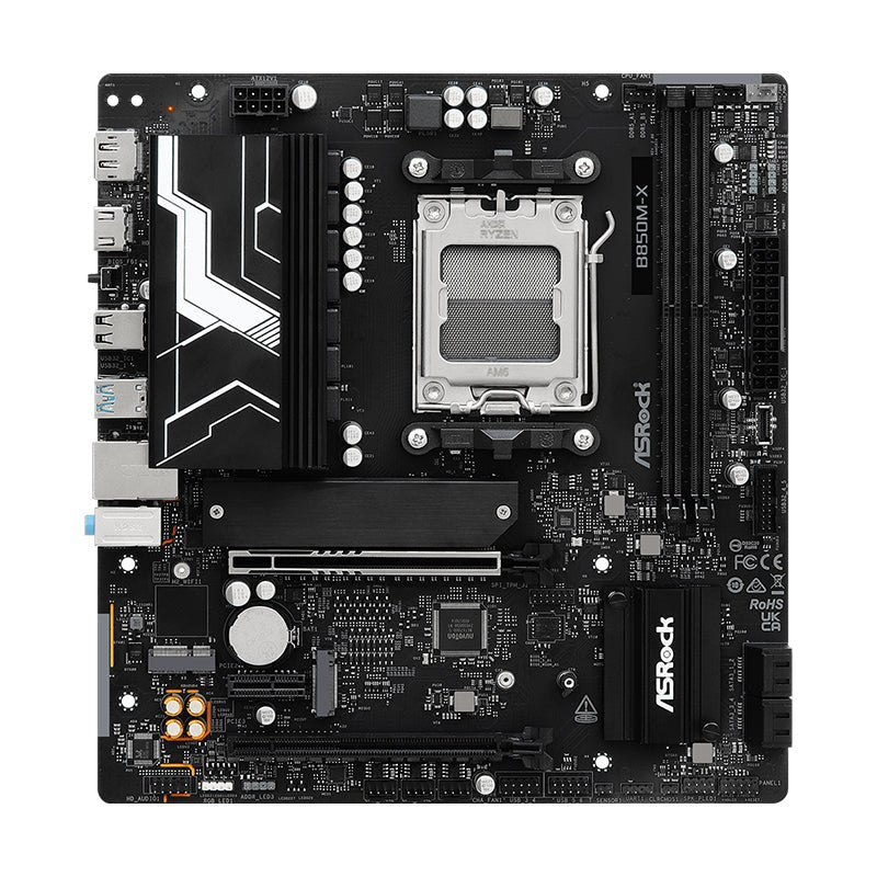 "PLACA BASE ASROCK B850M - X R2.0 – MICRO ATX, 4 PUERTOS SATA, IDEAL PARA PCS DE OFICINA Y ENTRETENIMIENTO, EXPANSIÓN DE ALMACENAMIENTO RÁPIDO" B850M-X R2.0 - SMART BUSINESS