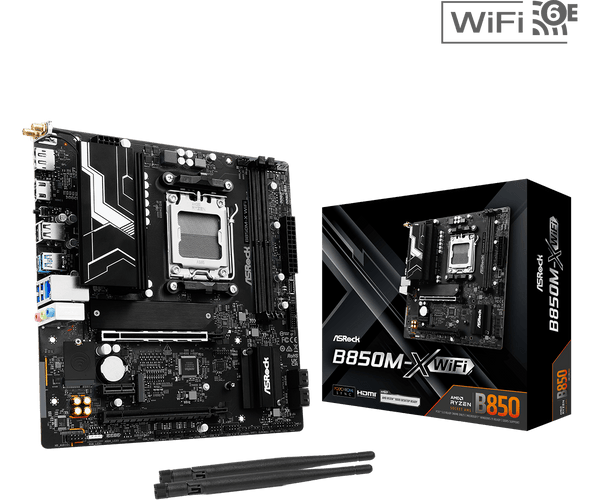 "PLACA BASE ASROCK B850M - X WIFI – MICRO ATX, WI - FI INTEGRADO, 4 PUERTOS SATA, IDEAL PARA PCS DE OFICINA Y ENTRETENIMIENTO" B850M-X WIFI - SMART BUSINESS