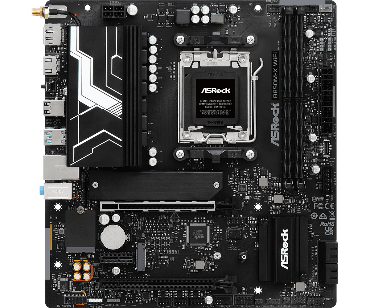"PLACA BASE ASROCK B850M - X WIFI – MICRO ATX, WI - FI INTEGRADO, 4 PUERTOS SATA, IDEAL PARA PCS DE OFICINA Y ENTRETENIMIENTO" B850M-X WIFI - SMART BUSINESS