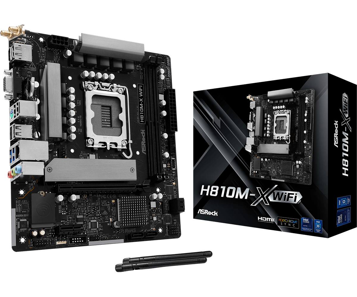 PLACA BASE ASROCK H810M - X WIFI – MICRO ATX, WI - FI INTEGRADO, COMPATIBLE CON INTEL, 2 PUERTOS M.2, IDEAL PARA PCS DE OFICINA Y ENTRETENIMIENTO H810M-X WIFI - SMART BUSINESS
