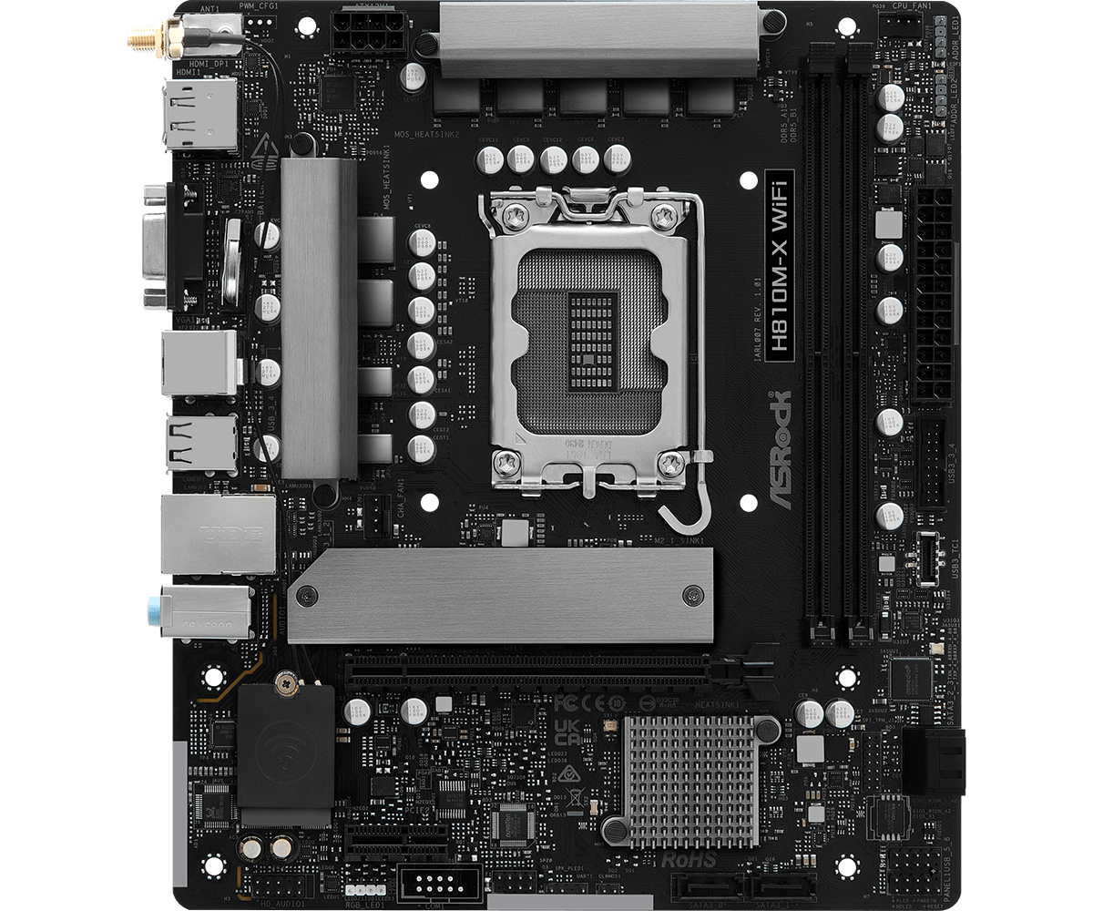 PLACA BASE ASROCK H810M - X WIFI – MICRO ATX, WI - FI INTEGRADO, COMPATIBLE CON INTEL, 2 PUERTOS M.2, IDEAL PARA PCS DE OFICINA Y ENTRETENIMIENTO H810M-X WIFI - SMART BUSINESS