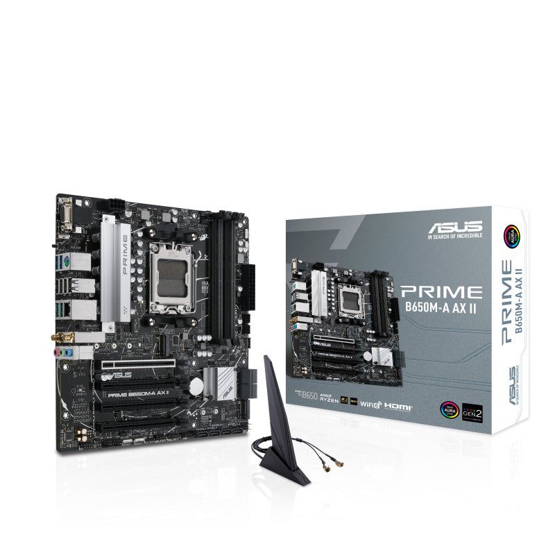 Placa Base ASUS Micro-ATX PRIME B650M-A AX II, S-AM5, AMD B650, HDMI, Soporta 128GB DDR5 para Procesadores AMD Ryzen 7000 - SMART BUSINESS