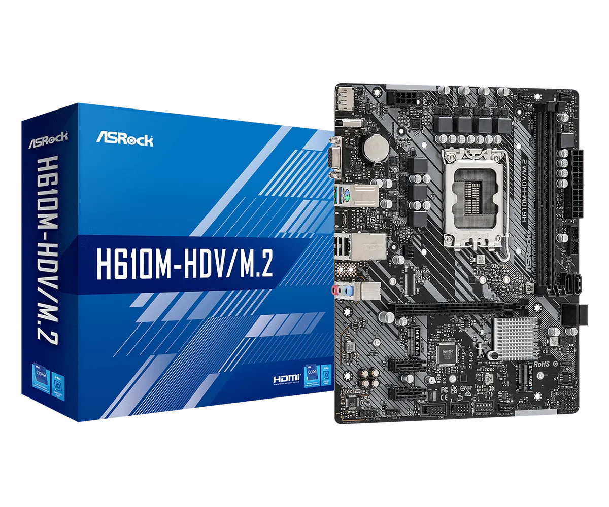 Placa Base De Computador De Escritorio Asrock - Intel H610 Conjunto De Circuitos Integrados - Socket Lga-1700 - Micro Atx - SMART BUSINESS