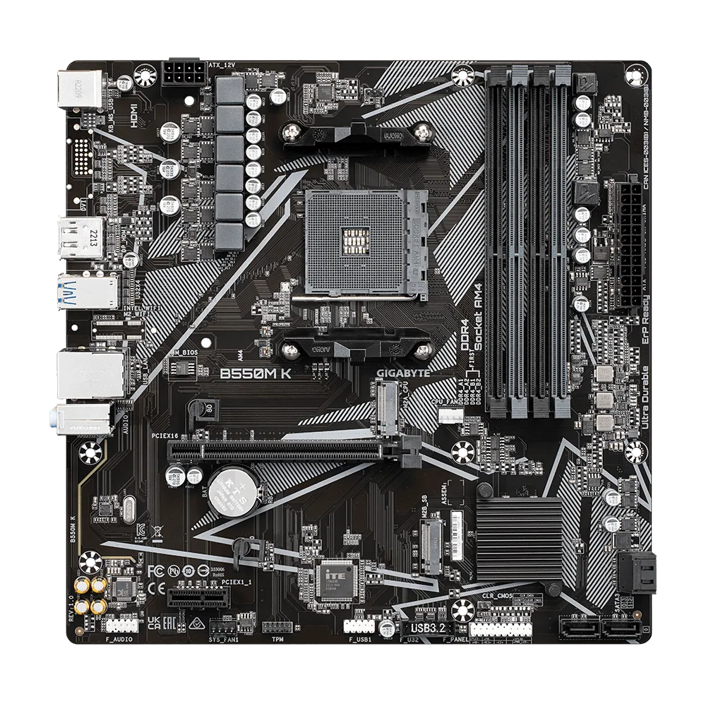 Placa Base GIGABYTE B550M K (Rev. 1.0) con Chipset AMD B550, Socket AM4, Formato Micro ATX - SMART BUSINESS