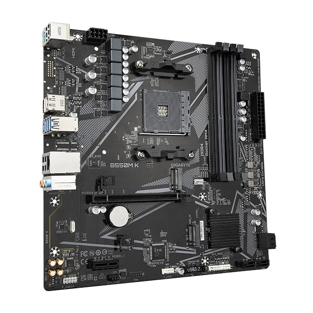 Placa Base GIGABYTE B550M K (Rev. 1.0) con Chipset AMD B550, Socket AM4, Formato Micro ATX - SMART BUSINESS