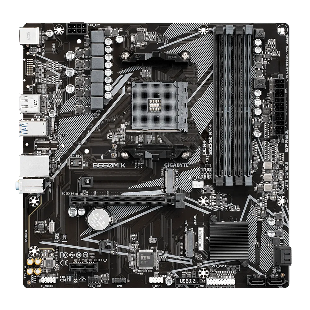 Placa Base GIGABYTE B550M K (Rev. 1.0) con Chipset AMD B550, Socket AM4, Formato Micro ATX - SMART BUSINESS