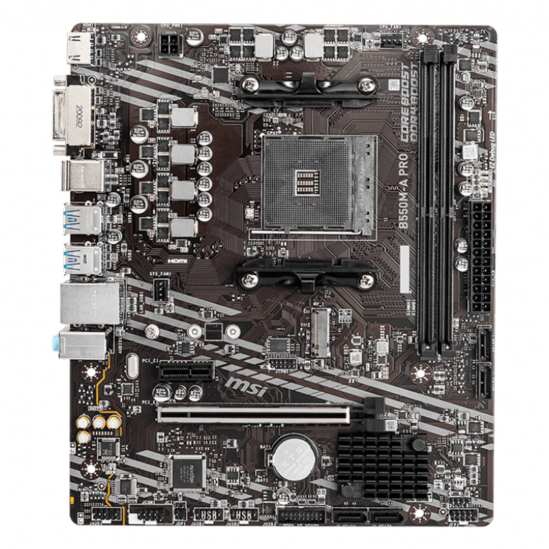 Placa Base MSI B550M-A PRO, Chipset AMD B550, Socket AM4, Soporte DDR4, Salidas HDMI y DVI-D, LAN Gigabit, USB 3.2 GEN1, Formato M-ATX - SMART BUSINESS