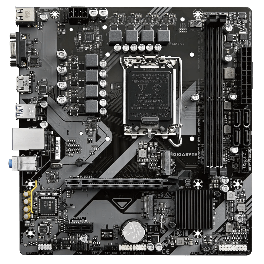 PLACA BASE MSI B760M - H • CHIPSET INTEL B760 • COMPATIBLE CON PROCESADORES INTEL CORE SERIE 13/12 • DDR5 HASTA 128GB • PCIE 5.0 • LAN 2.5GB • MICRO - ATX B760M-H - SMART BUSINESS