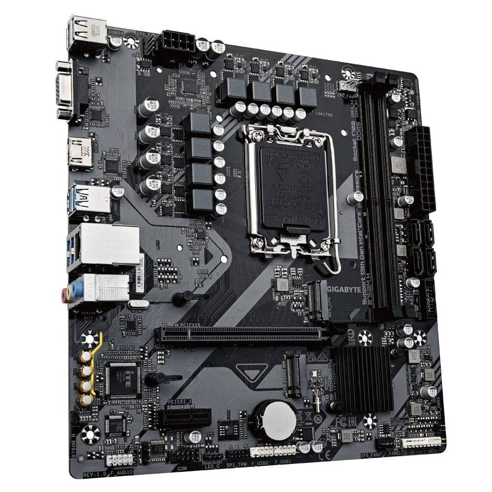 PLACA BASE MSI B760M - H • CHIPSET INTEL B760 • COMPATIBLE CON PROCESADORES INTEL CORE SERIE 13/12 • DDR5 HASTA 128GB • PCIE 5.0 • LAN 2.5GB • MICRO - ATX B760M-H - SMART BUSINESS