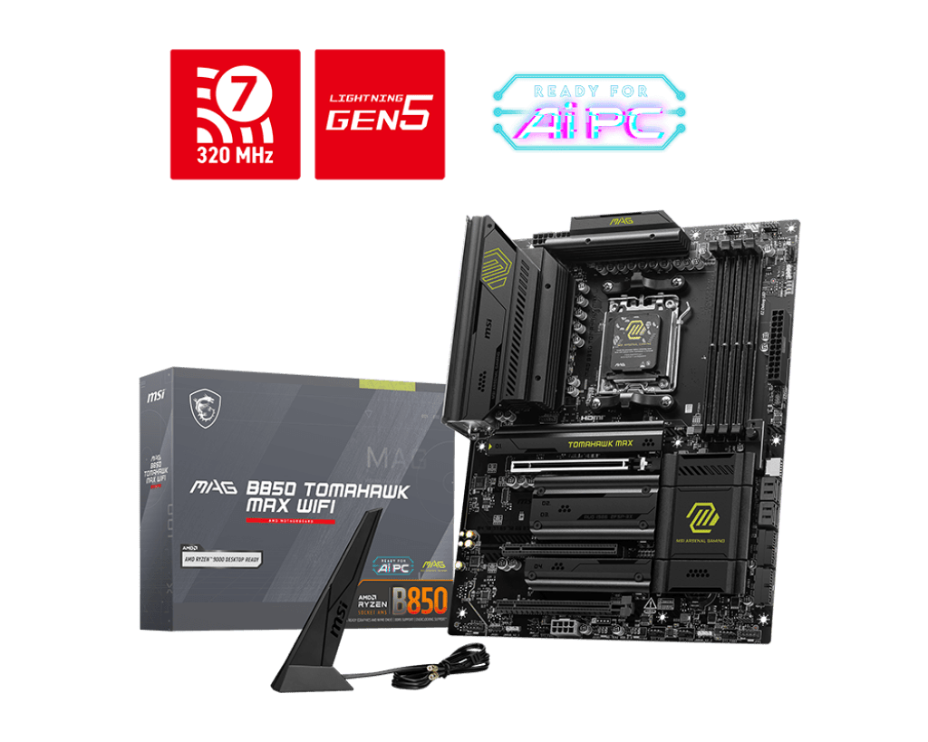 PLACA BASE MSI MAG B850 TOMAHAWK MAX WIFI, CHIPSET AMD B850, SOCKET AMD AM5, DISEÑO ATX PARA RENDIMIENTO SUPERIOR EN GAMING Y TRABAJO PROFESIONAL MAG B850 TOMAHAWK MAX WIFI - SMART BUSINESS