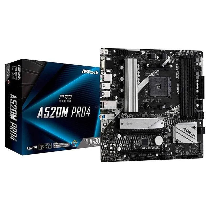 Placa Madre Asrock A520M-Pro 4 (90-Mxbdu-A0Uayz) Socket Am4, Ram Ddr4 Buss 4733+Oc Mhz - SMART BUSINESS