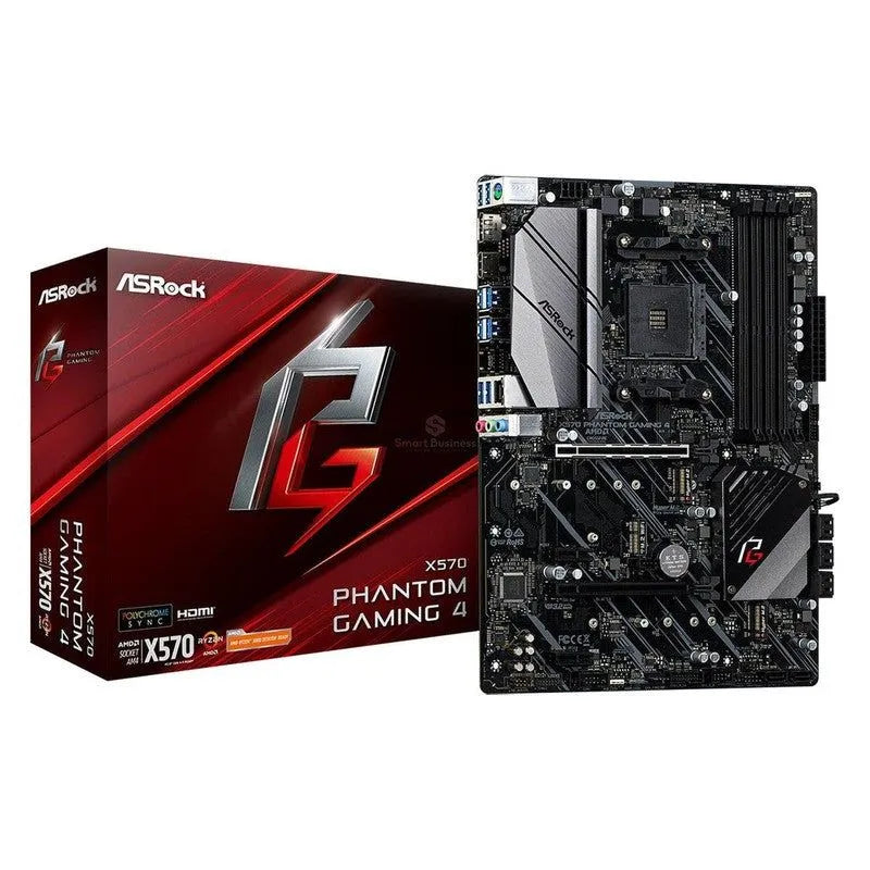 Placa Madre Asrock X570 Phantom Gaming 4 Para Procesadores Amd Am4, 4 Slot De Ram, Led -Rgb (90-Mxbau0-A0Uayz) - SMART BUSINESS