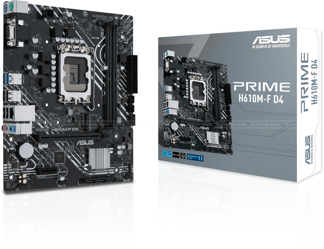 PLACA MADRE ASUS PRIME H610M - F D4 MICRO - ATX | INTEL H610 LGA1700 | DDR4 | PCIE 4.0 | M.2 | USB 3.2 GEN1 | ETHERNET 1GB | SATA 6GBPS PRIME H610M-F D4 - SMART BUSINESS