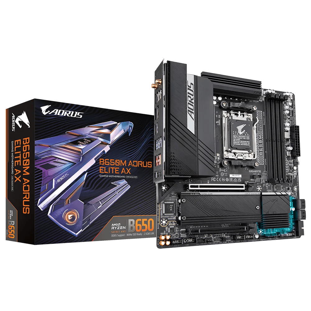 PLACA MADRE GIGABYTE B650M AORUS ELITE AX, SOCKET AM5 PARA AMD RYZEN 7000/8000, DDR5, WI - FI 6E, PCIE 5.0, MATX B650M-AORUS-ELITE-AX - SMART BUSINESS