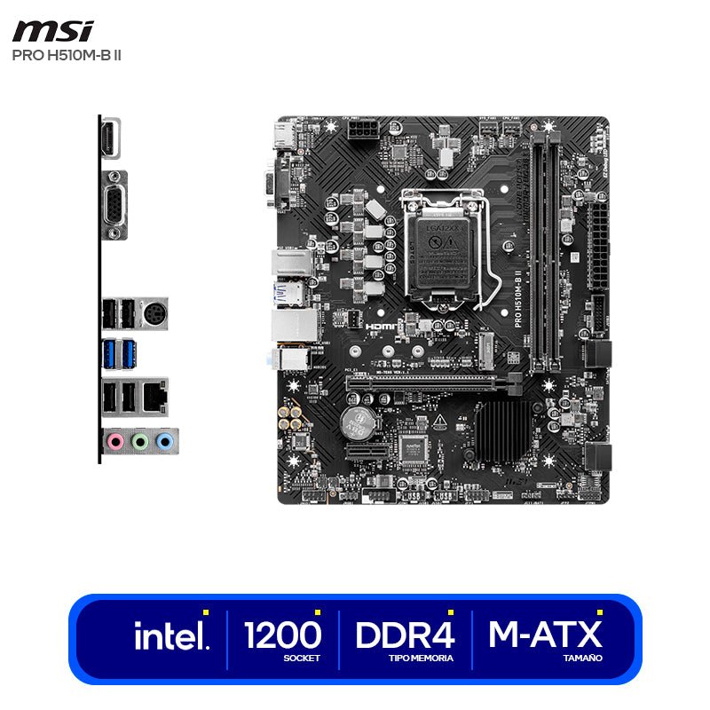 PLACA MADRE MATX MSI PRO H510M - B II PARA PROCESADORES INTEL DE 10.ª GEN – DDR4, M.2, MONTAJE FÁCIL 911-7E05-014 - SMART BUSINESS