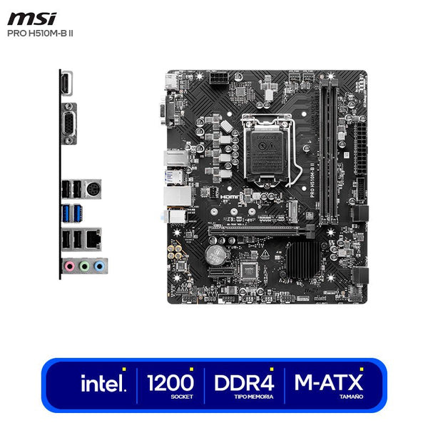PLACA MADRE MATX MSI PRO H510M - B II PARA PROCESADORES INTEL DE 10.ª GEN – DDR4, M.2, MONTAJE FÁCIL 911-7E05-014 - SMART BUSINESS