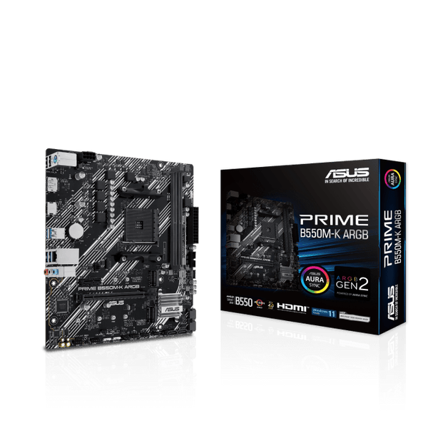 PLACA MADRE MICRO - ATX AMD AM4 B550 CON DOBLE M.2 PCIE 4.0, ETHERNET GIGABIT Y AURA SYNC ARGB – IDEAL PARA BUILDS RYZEN 3000/4000/5000 SERIES PRIME B550M-K ARGB - SMART BUSINESS