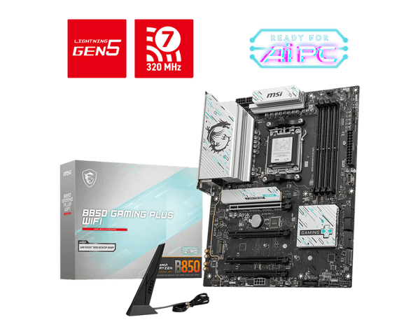 PLACA MADRE MSI B850 GAMING PLUS WIFI • CHIPSET AMD B850 • COMPATIBLE CON PROCESADORES RYZEN • DDR5 • CONECTIVIDAD WIFI INTEGRADA • RENDIMIENTO AVANZADO PARA GAMING B850-GAMING-PLUS-WIFI - SMART BUSINESS