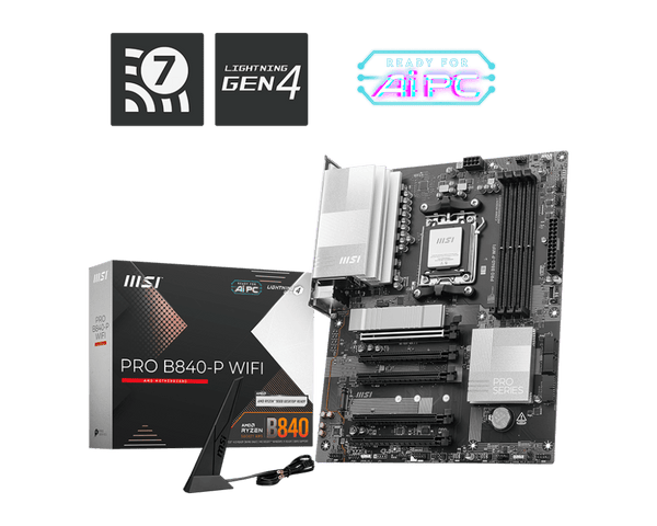 PLACA MADRE MSI PRO B840 - P WIFI • CHIPSET AMD B840 • COMPATIBLE CON PROCESADORES RYZEN • SOPORTE DDR5 • CONECTIVIDAD WIFI INTEGRADA • RENDIMIENTO CONFIABLE PARA PC PRO-B840-P-WIFI - SMART BUSINESS