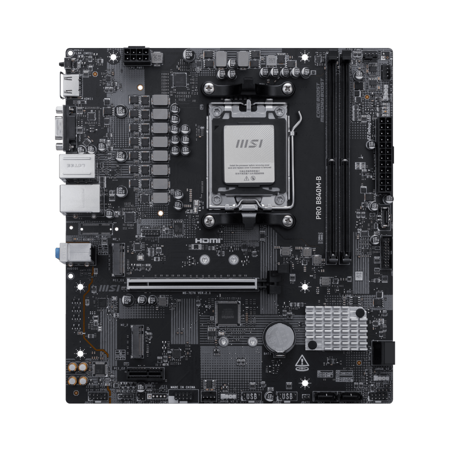 PLACA MADRE MSI PRO B840M - B PARA SOCKET AM5 CON SOPORTE DDR5 Y RED 2.5 GB – FORMATO MATX, PREPARADA PARA RYZEN 9000/8000/7000 911-7E76-002 - SMART BUSINESS